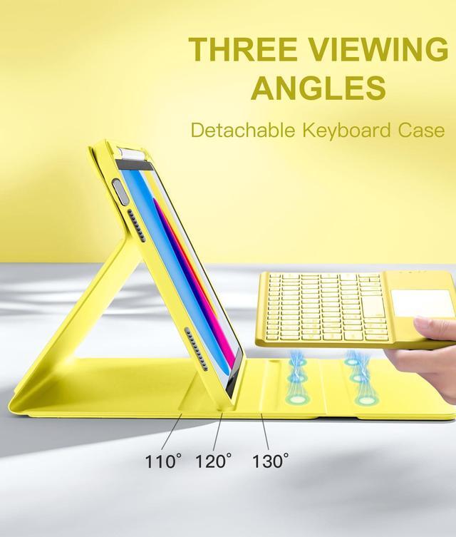 Alt view image 4 of 5 - Harvopu Compatible for iPad 11th 10th Generation Case with Keyboard, Folio Cover with Pencil Holder, Multi-Touch Trackpad, 7 Color Backlit, Detachable Keyboard for iPad (A16) 11th/10th Gen (Yellow)
