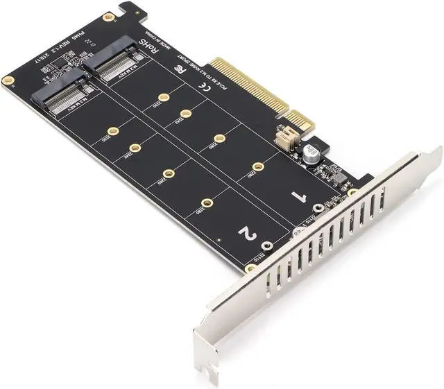 Alt view image 3 of 5 - M.2 NVME PCIE Adapter Card, 2 x 32Gbps Full Speed PCIE 3.0 PCIE 4.0 X16 Expansion Card, M.2 SSD PCIE X8 M Key Hard Drive Converter Reader Express Adapter(ph45)