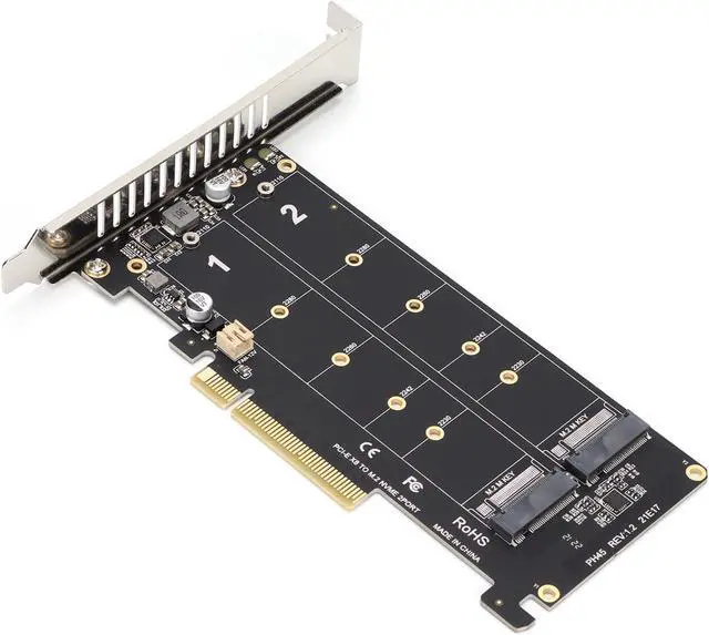 Alt view image 5 of 5 - M.2 NVME PCIE Adapter Card, 2 x 32Gbps Full Speed PCIE 3.0 PCIE 4.0 X16 Expansion Card, M.2 SSD PCIE X8 M Key Hard Drive Converter Reader Express Adapter(ph45)