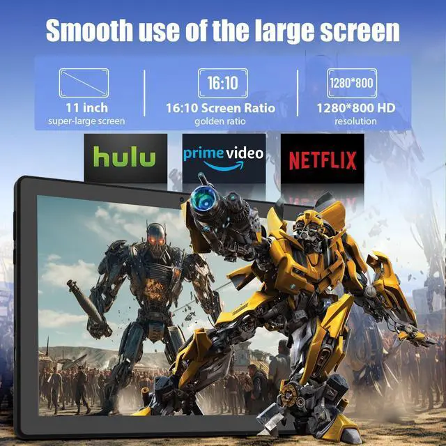 Alt view image 4 of 5 - HiGrace Android Tablet, 14GB RAM+64GB ROM (TF 1TB), 11 inch Android 14 Octa-Core, 6800mAh, Widevine L1, WiFi 6, 8 in 1 Tablet with Keyboard, Mouse, Protective Case, Stylus, Headset, Charger- Black