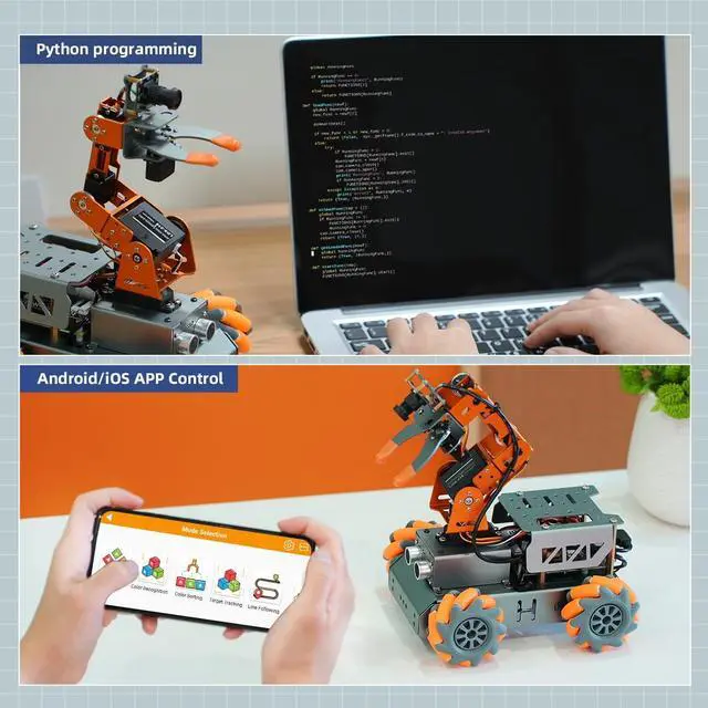 Alt view image 5 of 5 - HIWONDER 5DOF AI Vision Robotic Arm Powered by Raspberry Pi 5 4GB Smart Robotic Arm Mecanum Wheel Chassis Robot Car Kit DIY Robot for Beginners