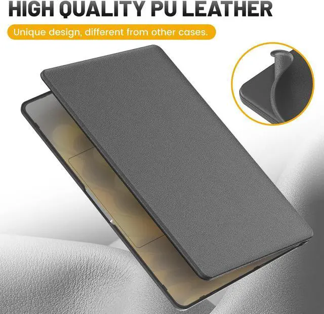 Alt view image 4 of 5 - HXCASEAC Case Compatible with MacBook Air 15 inch Case 2025 2024 2023 with Foldable Stand, Anti-Scratching Protective Hard Shell Cover for M4 M3 M2 A3241, A3114, A2941 PU Leather, Gray