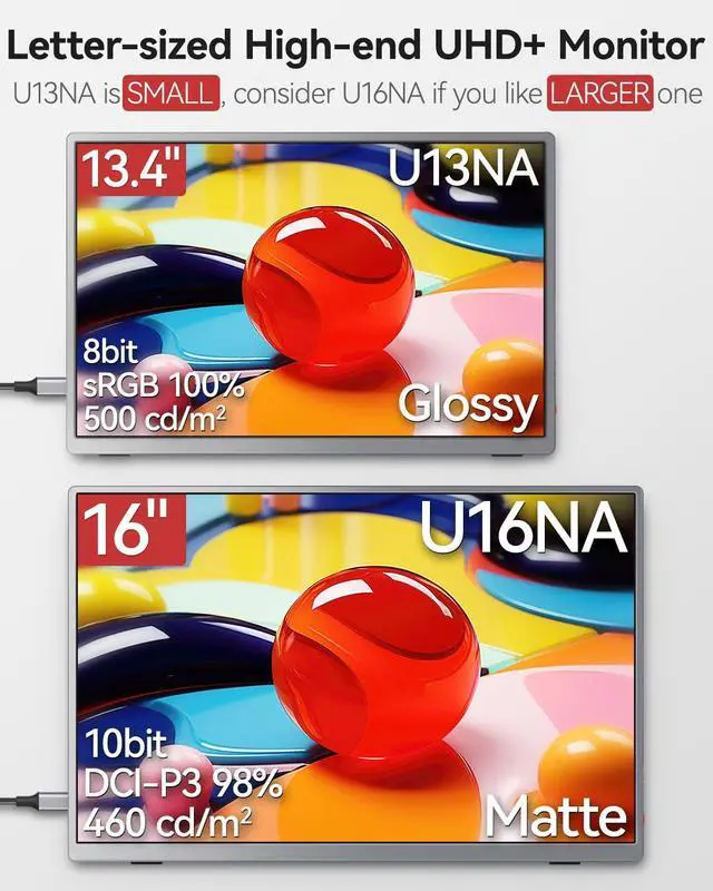 Alt view image 3 of 5 - Intehill 4K Portable Monitor for Laptop, MacBook and Mini PC High-end 13.4 inch Small Computer Monitor with Golden Ratio 16:10 and Resolution 3840x2400 U13NA