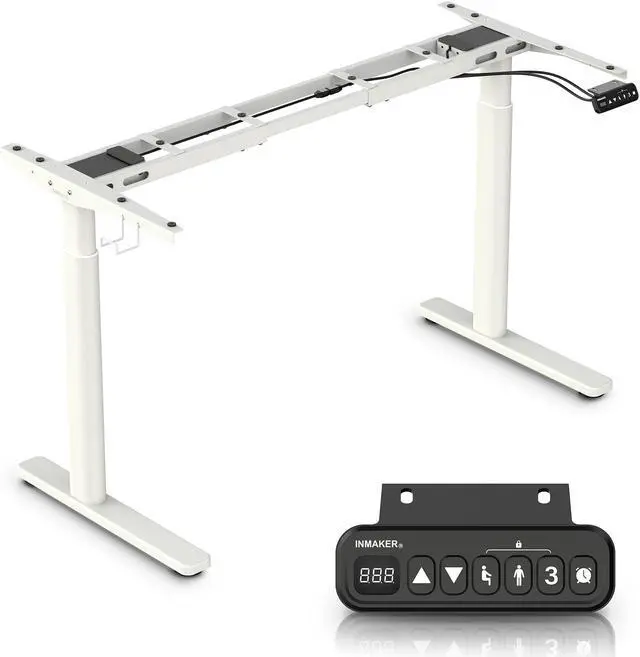 Main image of INMAKER Standing Desk Frame, Adjustable Desk Legs Height of 25" to 42", Dual Motors Sit Stand Desk Frame, Electric Desk Base for Desktop 43.3" to 70.8", Classic White (Frame only)