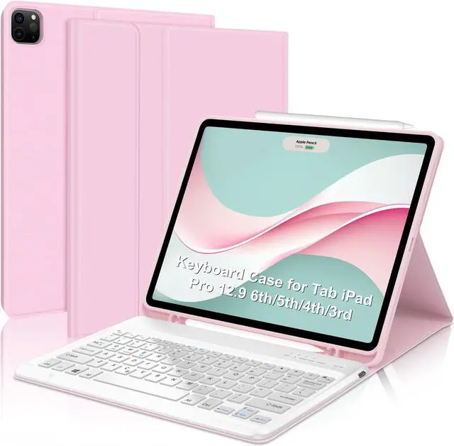 Main image of for iPad Air 13-inch (M3/M2, 2025/2024) & Pro 12.9 inch Case with Keyboard, Magnetic Detachable Wireless Bluetooth Keyboard, Slim Folio Cover for iPad 12.9 6th 2022/5th 2021/4th 2020/3rd 2018, Pink