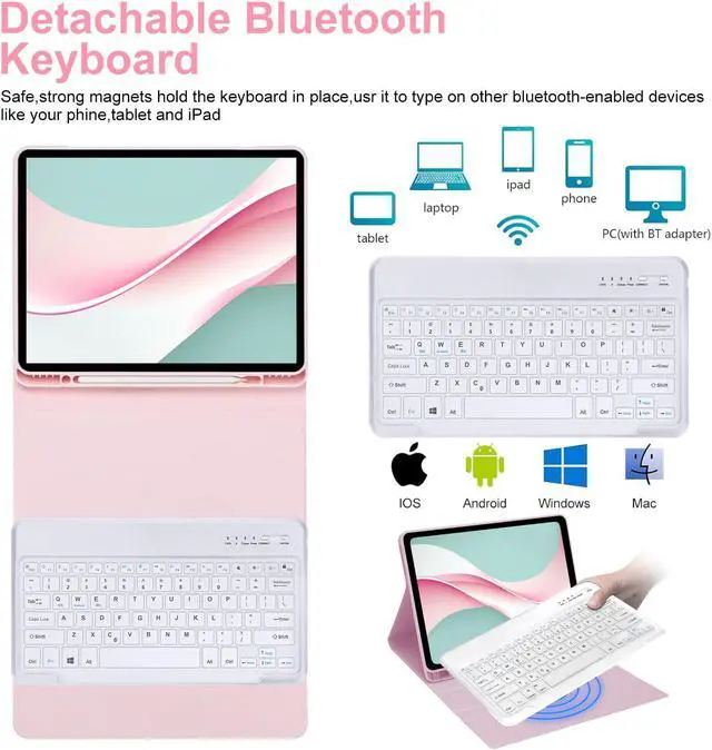 Alt view image 3 of 5 - for iPad Air 13-inch (M3/M2, 2025/2024) & Pro 12.9 inch Case with Keyboard, Magnetic Detachable Wireless Bluetooth Keyboard, Slim Folio Cover for iPad 12.9 6th 2022/5th 2021/4th 2020/3rd 2018, Pink