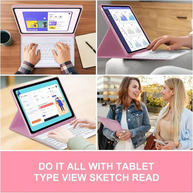 Alt view image 5 of 5 - for iPad Air 13-inch (M3/M2, 2025/2024) & Pro 12.9 inch Case with Keyboard, Magnetic Detachable Wireless Bluetooth Keyboard, Slim Folio Cover for iPad 12.9 6th 2022/5th 2021/4th 2020/3rd 2018, Pink