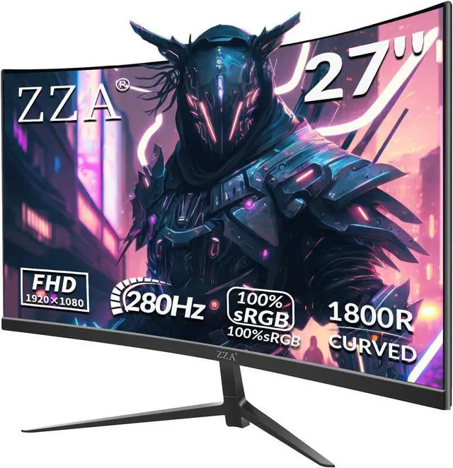 Main image of ZZA 27" Curved Gaming Monitor, Support 240HzUp to 280Hz, FHD 1920x1080, Three Narrow bezels,Computer Monitor FreeSync Premium - Ultimate Gaming Experience