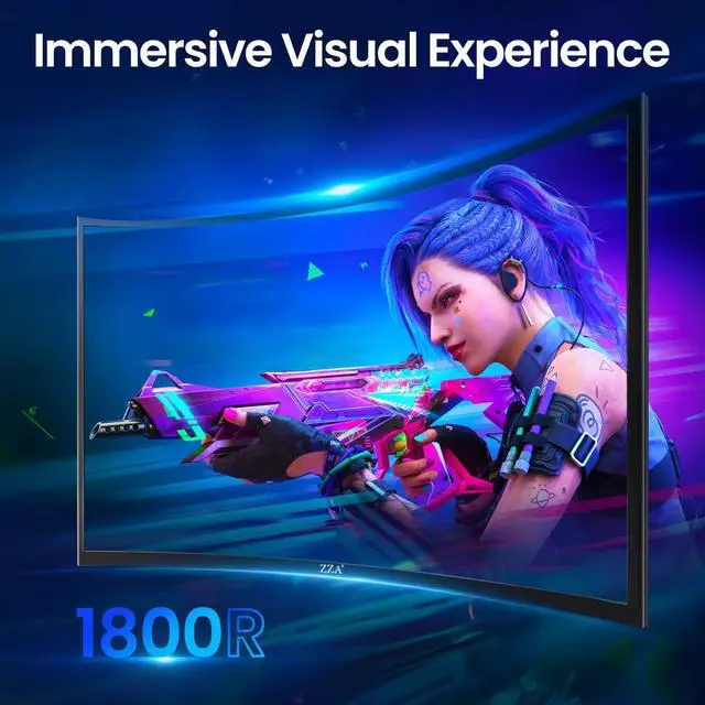 Alt view image 5 of 5 - ZZA 27" Curved Gaming Monitor, Support 240HzUp to 280Hz, FHD 1920x1080, Three Narrow bezels,Computer Monitor FreeSync Premium - Ultimate Gaming Experience