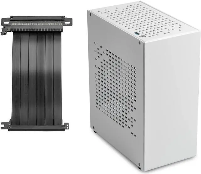 Main image of Aluminum Mini ITX Case with PCIe Riser, JOYJOM Mini PC Case, SFF Small Form Factor PC Case, TX Computer Gaming Case Supports GPU Graphics Card (White)
