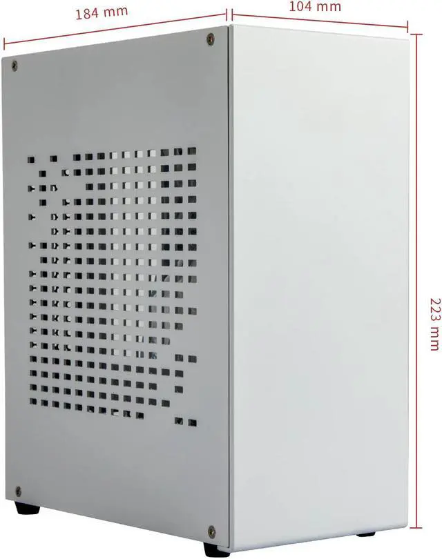 Alt view image 4 of 5 - Aluminum Mini ITX Case with PCIe Riser, JOYJOM Mini PC Case, SFF Small Form Factor PC Case, TX Computer Gaming Case Supports GPU Graphics Card (White)