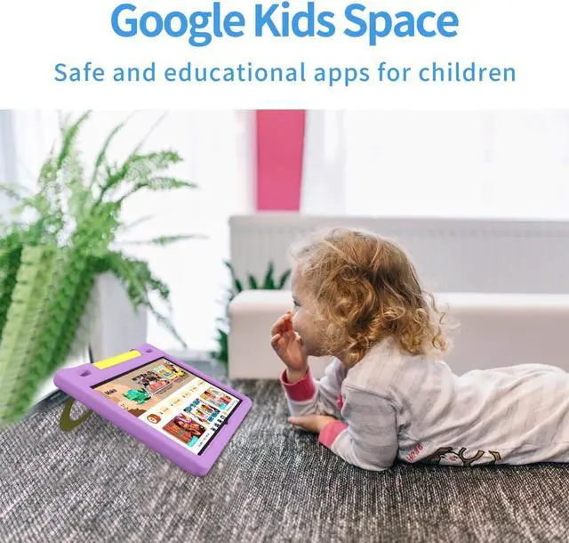 Alt view image 4 of 5 - JREN Kids Table 10.1" Android 14 Tablet for Kids64GB StorageOcta-CoreWiFi CamerasParental ControlKids ContentCase Included Great Gift for Children Ages 3-12 Years Old Purple