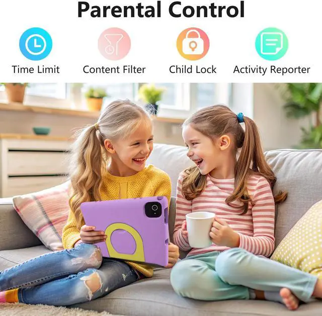 Alt view image 5 of 5 - JREN Kids Table 10.1" Android 14 Tablet for Kids64GB StorageOcta-CoreWiFi CamerasParental ControlKids ContentCase Included Great Gift for Children Ages 3-12 Years Old Purple