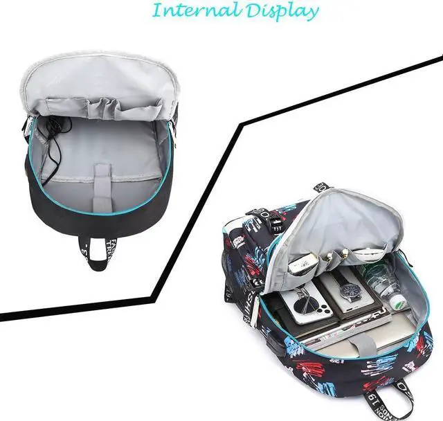 Alt view image 3 of 5 - KARFRI Soccer Player 7 Multifunction Sport Backpack Travel Laptop Football Fans Bag for Men Women (Blue lines - 2)