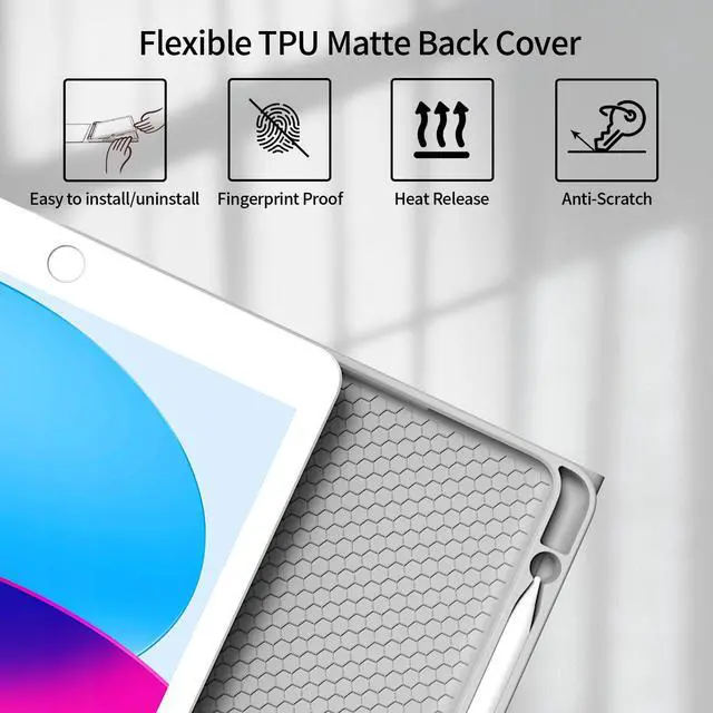 Alt view image 5 of 5 - kenke Keyboard Case for iPad 9th/8th/7th Generation (10.2 Inch, 2021/2020/2019), Magnetic Detachable Wireless Bluetooth Keyboard, Thin & Light Keyboard Case with Pencil Holder, Gray