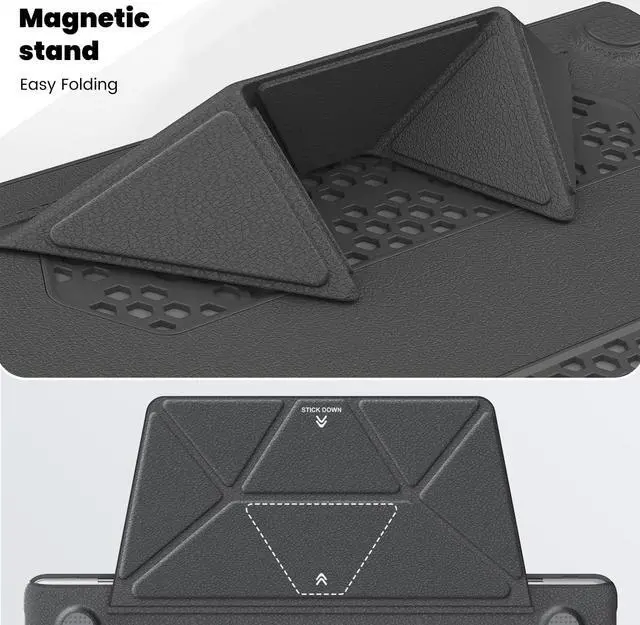 Alt view image 4 of 5 - KEROM Stand Case for MacBook Air 13 inch 2022-2018 A2337 A2179 A1932, MacBook Air Case, Slim PU Leather Hard Shell Protective Cover with Foldable Stand & Keyboard Cover for Mac Air 13, Gray