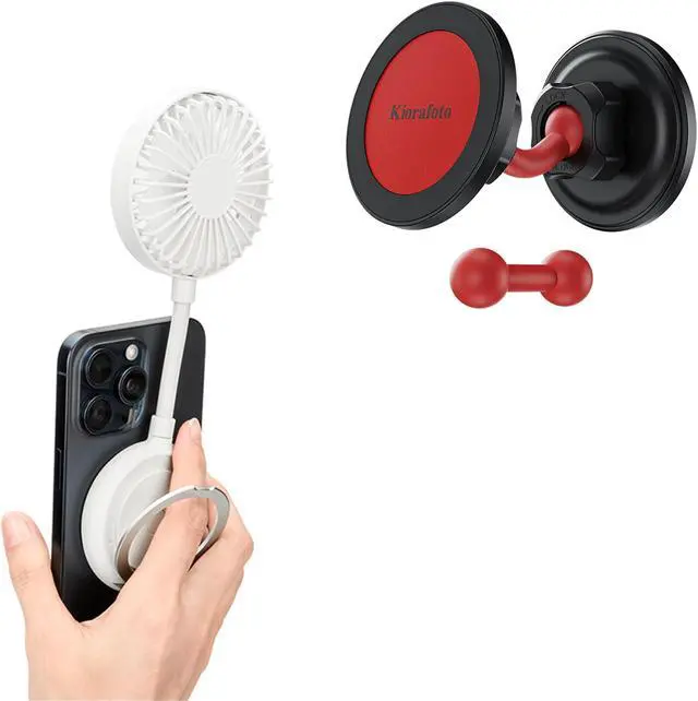 Main image of Kiorafoto Magnetic Phone Fan+ Magnetic Phone Holder: Magnetic Personal Fan with Dual Magnetic Phone Holder for MagSafe