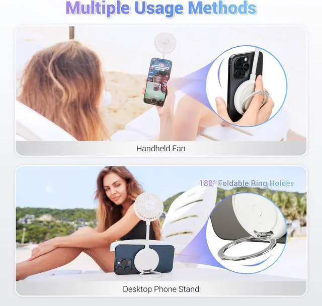 Alt view image 4 of 5 - Kiorafoto Magnetic Phone Fan+ Magnetic Phone Holder: Magnetic Personal Fan with Dual Magnetic Phone Holder for MagSafe