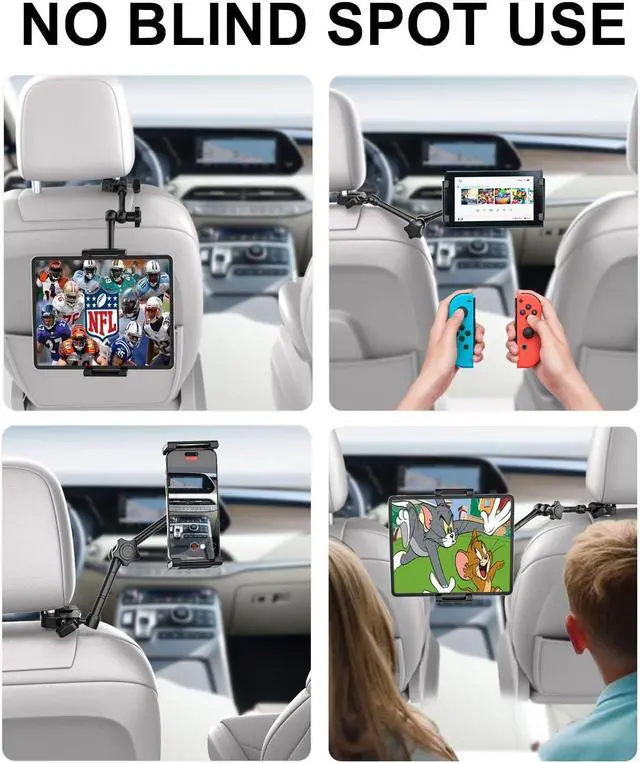Alt view image 4 of 5 - Kolasels Car Headrest Tablet Holder - Metal Magic Arm, Car ipad Holder Backseat Kids with Universal Metal Clamp, Tablet Headrest Mount for iPad Pro 12.9 Air, Galaxy Tab, iPhone16, 5.5-15.6" Devices