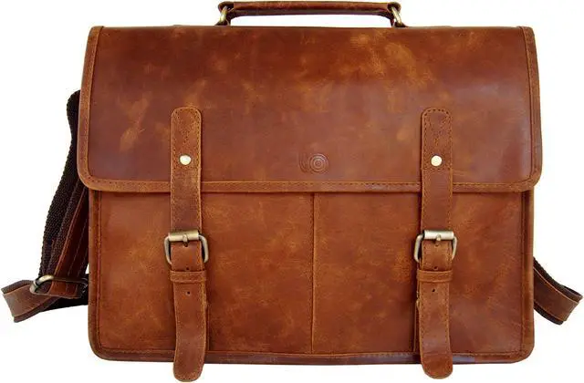 Main image of Retro Vintage Look Leather Laptop Messenger Bag Office Briefcase Work Satchel by Leftover Studio