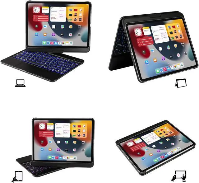 Alt view image 3 of 5 - LENRICH Keyboard case for iPad 11th A16 2025&10th Generation 10.9 inch 2022, Multi Touchpad 360 Swivel Light Thin Cover Backlight 10&11 Gen