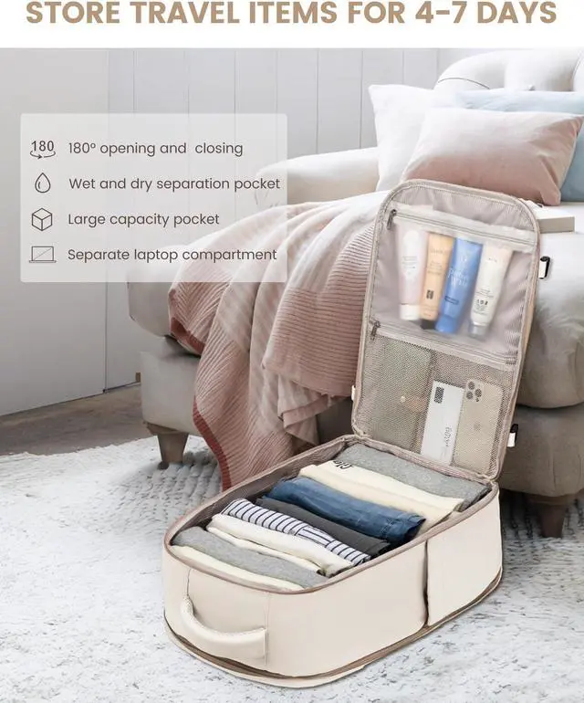 Alt view image 5 of 5 - LOVEVOOK Travel Backpack For Women,50L Carry On Backpack Flight Approved,TSA Personal Item Travel Bag Fits 18 Inch Laptop,Business Weekender Overnight Daypack with 3 Packing Cubes