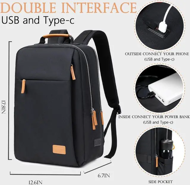 Alt view image 4 of 5 - Travel Backpack for Women,15.6 Inch Laptop Backpack Purse with USB Port & Wet Pocket,Carry on Backpack Personal Item Backpacks Nurse Bag Anti Theft College Bookbag,Casual Daypack for Work (Black)