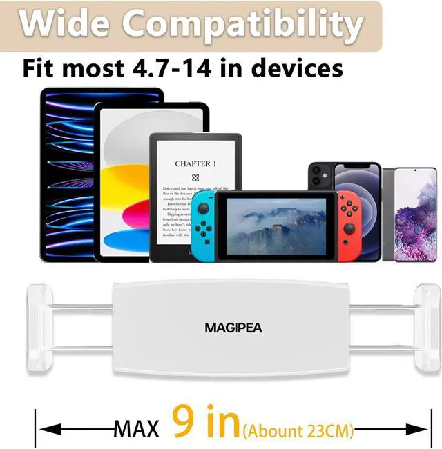 Alt view image 4 of 5 - Tablet Stand Holder, Mount Holder Clip with Grip Flexible Long Arm Gooseneck Compatible with ipad iPhone/Nintendo Switch/Samsung Galaxy Tabs/Amazon Kindle Fire HD (New White)