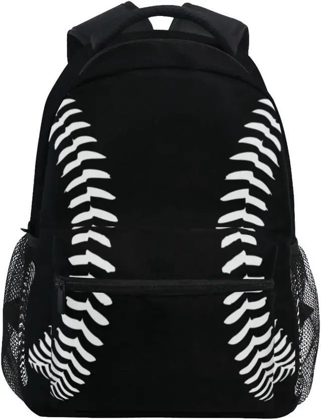Main image of Miaoquhe Black Baseball Backpacks School Bookbag for Kids Sport Softball Backpacks Laptop Shoulder Bag for Women Girls Men Boys School Casual Daypack for Travel Hiking Camping