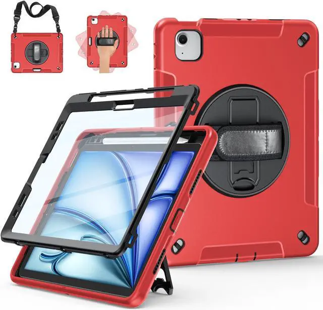 Main image of Miesherk Case for iPad Air 11 Inch M3 2025 (7th Generation), iPad Air 6th/5th Generation Case 2024 with Built-in Screen Protector, 360° Rotating Stand, Pencil Holder, Adjustable Shoulder Strap