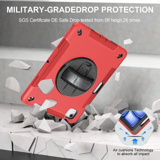 Alt view image 2 of 5 - Miesherk Case for iPad Air 11 Inch M3 2025 (7th Generation), iPad Air 6th/5th Generation Case 2024 with Built-in Screen Protector, 360° Rotating Stand, Pencil Holder, Adjustable Shoulder Strap