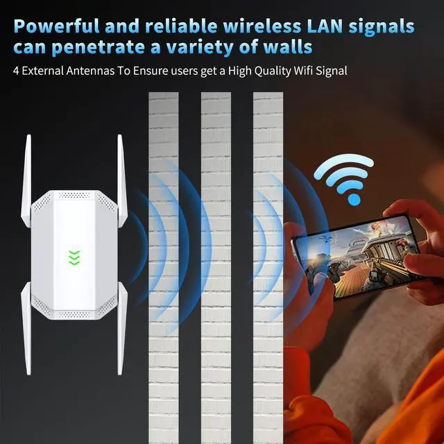 Alt view image 2 of 5 - 2025 WiFi Extender Signal Booster, Long Range Wireless Repeater Amplifier with Ethernet Port, for Home, Outdoor, Covers Up to 20000 Sq, Dual Band, Works with All Router, Quick Setup