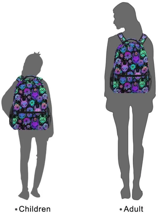 Alt view image 3 of 5 - MNSRUU Student School Bag Magic Purple Fox Backpack for Girls Boys College Bookbag Laptop Rucksack Travel Backpack for Adult Teen Casual Daypack