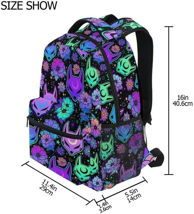 Alt view image 2 of 5 - MNSRUU Student School Bag Magic Purple Fox Backpack for Girls Boys College Bookbag Laptop Rucksack Travel Backpack for Adult Teen Casual Daypack