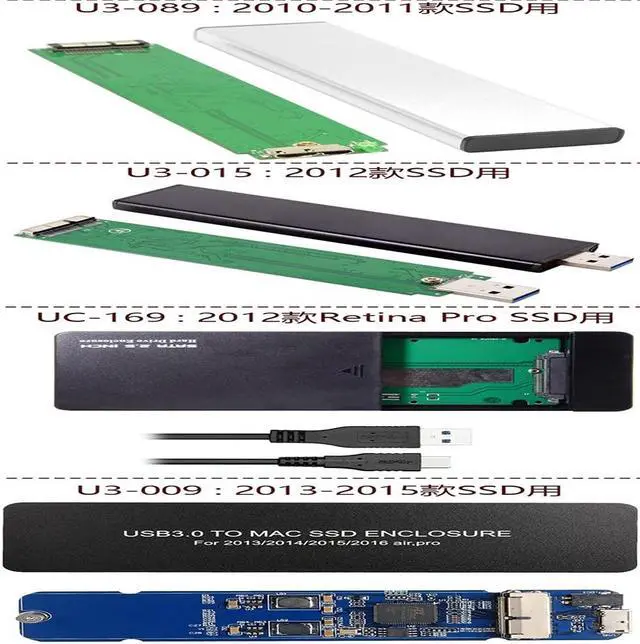 Alt view image 4 of 5 - NFHK Mac Air Pro 2013 2014 2015 2016 SSD Portable Case USB 3.0 to 16+12 Pin Mobile Box HDD Enclosure