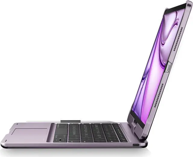 Alt view image 3 of 5 - pekarejue Wireless Keyboard Case for 2024 Apple iPad Pro 11 inch 5th Generation M4 A2836 A2837 A3006: Rotatable Pencil Holder Multi-Touch Trackpad RGB Backlit Metallic Purple