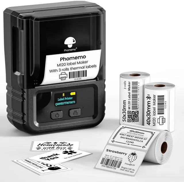 Alt view image 2 of 5 - Phomemo M120 Label Maker, with 4 Rolls Thermal Labels