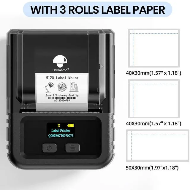 Alt view image 3 of 5 - Phomemo M120 Label Maker, with 4 Rolls Thermal Labels