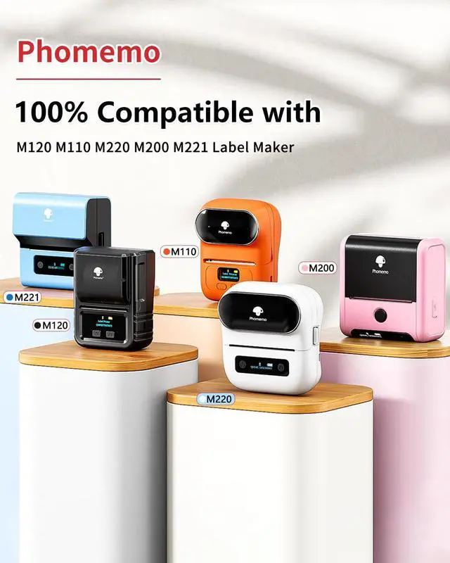 Alt view image 5 of 5 - Phomemo M220 Label Maker White & 1 Roll Transparent Thermal Label 1.96"x1.18"(50x30mm), Upgrade 3 Inch Barcode Portable Printer, for Office & Small Business, Compatible with Phones&PC