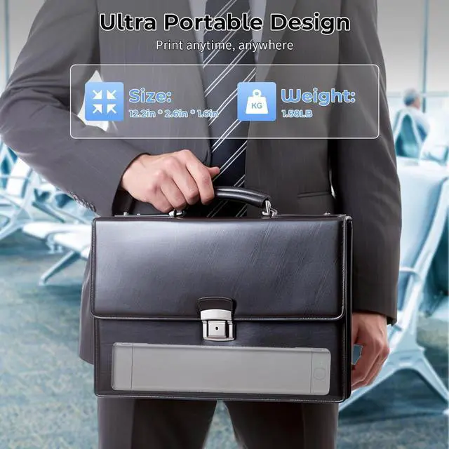 Alt view image 3 of 5 - Phomemo M08F Portable Printers Wireless for Travel, Support 8.5" X 11" Thermal Paper, Bluetooth Thermal Printer Compatible with iOS, Android & Laptop, Inkless Mobile Printer for Home with Case