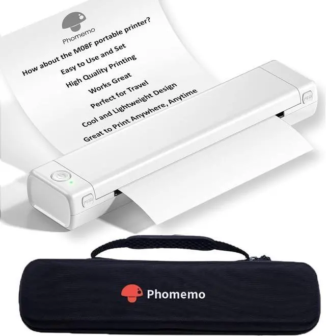 Main image of Phomemo M08F Portable Printers Wireless for Travel, Support 8.5" X 11" Thermal Paper, Bluetooth Thermal Printer Compatible with iOS, Android & Laptop, Inkless Mobile Printer for Home with Case