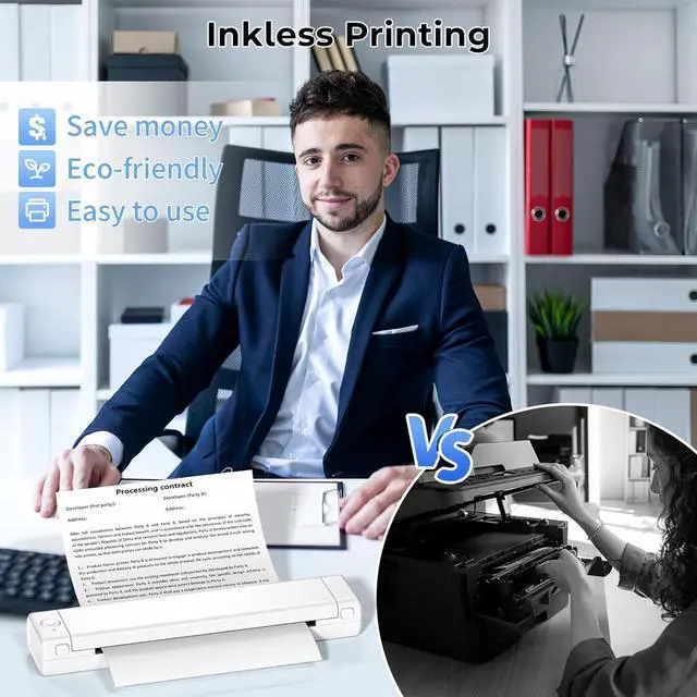 Alt view image 5 of 5 - Phomemo M08F Portable Printers Wireless for Travel, Support 8.5" X 11" Thermal Paper, Bluetooth Thermal Printer Compatible with iOS, Android & Laptop, Inkless Mobile Printer for Home with Case