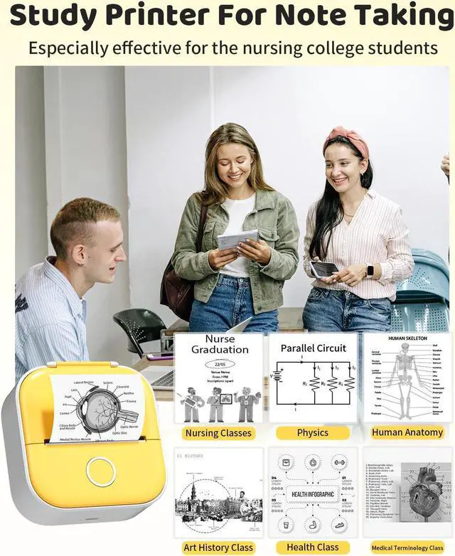 Alt view image 4 of 5 - Ponek Mini Bluetooth Pocket Sticker Printer - Thermal Mini Printer, Portable Bluetooth Mini Sticker Printer Machine, Compatible with iOS & Android, T02 Receipt Sticker Printer for Journal, Memo, Photo