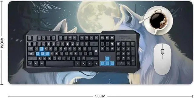 Alt view image 2 of 5 - QEOPGNE Anime White Wolf Mousepad Large Wolves Mouse Pad Gaming Wolf Desk Mat Full Desk Keyboard Computer Pad Wildlife Animals Mouse Mat Office Desk Organizers and Accessories 35.4 x 15.7 Inch