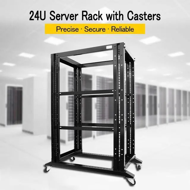 Alt view image 2 of 5 - Raising Electronics Server Rack Open Frame Rack 4 Post 19 inch Adjustable Server/Audio Rack Aluminum(24U,31Depth)
