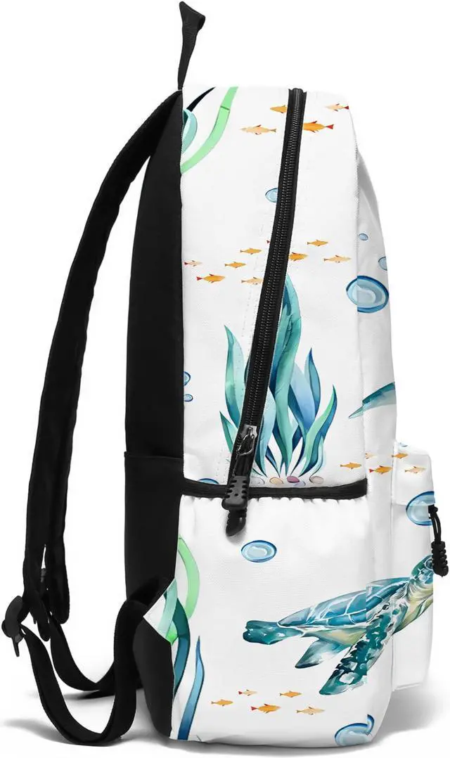 Alt view image 5 of 5 - ROVOZAR Funny Sea Turtle School Backpack for Girls Boys Bookbag, 17 Inch Sea Turtle Laptop Backpack, Turtles Animals Theme Back Pack for School Travel Hiking Camping