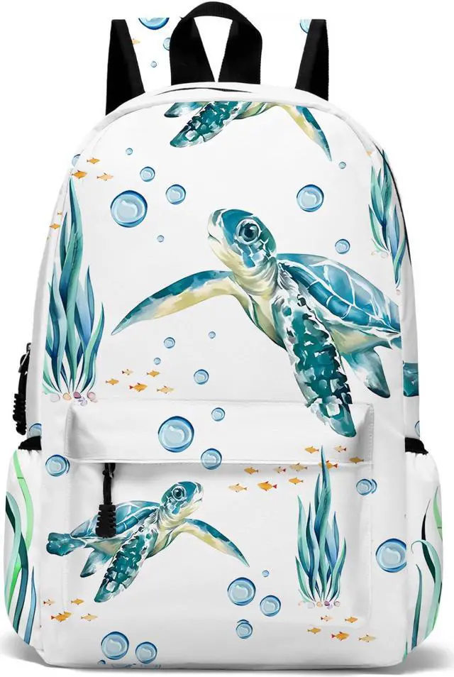 Main image of ROVOZAR Funny Sea Turtle School Backpack for Girls Boys Bookbag, 17 Inch Sea Turtle Laptop Backpack, Turtles Animals Theme Back Pack for School Travel Hiking Camping