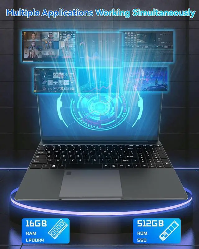Alt view image 4 of 5 - SAINTDISE 15.6 inch Laptop Computer,16GB RAM LPDDR4 512GB SDD Portable Laptop Computer Cerelon N5095 Processor FHD 1920 * 1080 Laptop PC with Touch ID, WiFi5, BT4.2, USB 3.0