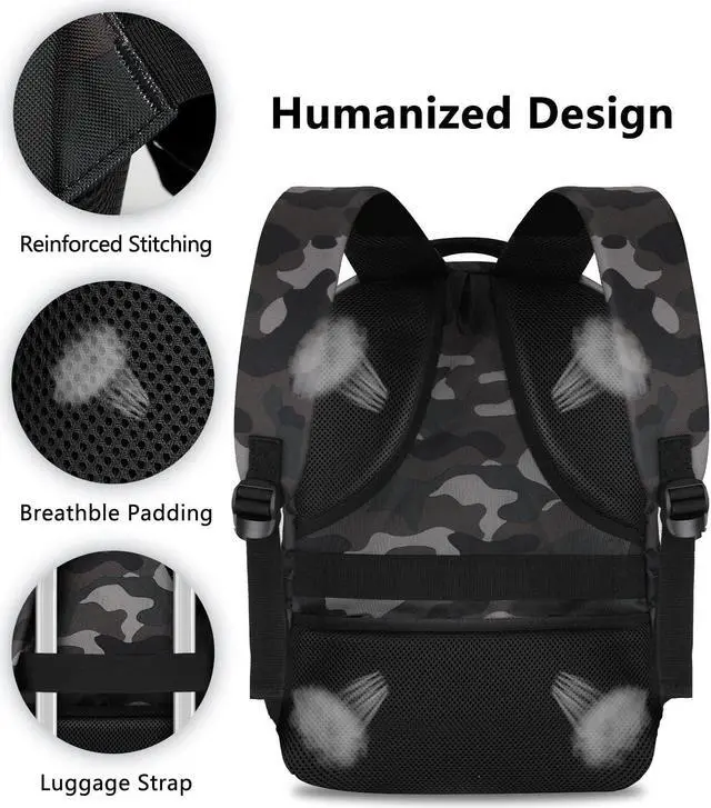 Alt view image 5 of 5 - Skaypibs Backpack for Men Women, School Backpack with USB Charging Port, Anti Theft Carry On Flight Approved Business Work Travel 15.6 Inch Computer Laptop Backpack, BookBag for teen, Camo