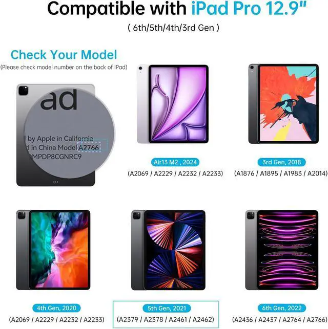 Alt view image 2 of 5 - skyoyo siamide Keyboard Case for 2025 iPad Air 13 and iPad Pro 12.9 (6th, 5th, 4th, 3rd Gen), Magnetic Keyboard Case with Multi-Touch Trackpad, Floating Cantilever Stand, Backlit Wireless Keyboard